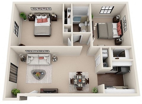 a floor plan with a bedroom and a living room